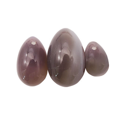 Ovos Yoni Conjunto de ovos de ágata cinza polida curativa Kaigl Vagina Dumbbell Yoni Pedras de massagem 3 tamanhos para bem-estar íntimo