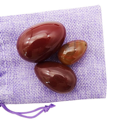 Características regionais Ovos Yoni Ágata vermelha Pedra preciosa natural Ovos de jade Para mulheres Exercício de Kegel