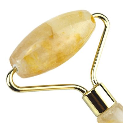 128*58mm Amarelo Citrine Roller Pedra Natural Real Massagista Facial gelo Roller Facial Soldado Área de Massagem Suave