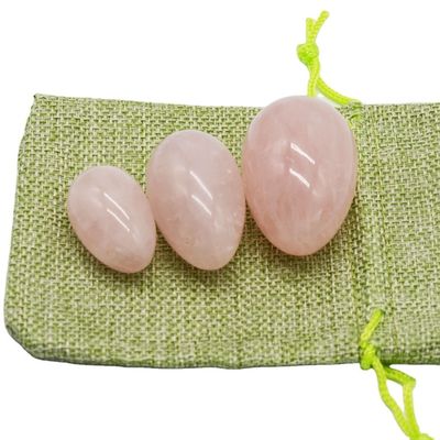 Ovos de quartzo rosa polido Yoni Natureza Ovos de pedra preciosa para ferramentas de exercício esportivo