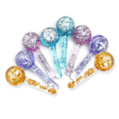 Borosilicato de vidro 24K folha de ouro globos de gelo para massagista facial para reduzir inflamação de inchaço e bolsas sob os olhos
