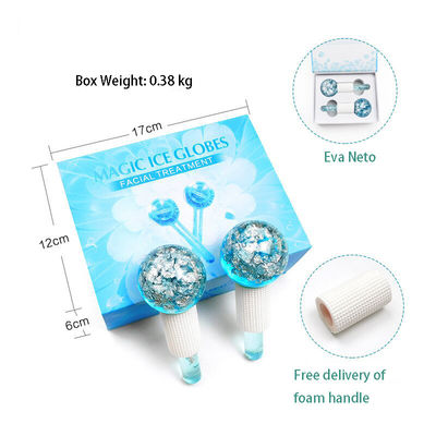 Borosilicato de vidro 24K folha de ouro globos de gelo para massagista facial para reduzir inflamação de inchaço e bolsas sob os olhos