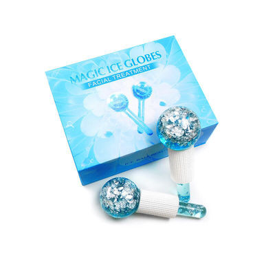 Borosilicato de vidro 24K folha de ouro globos de gelo para massagista facial para reduzir inflamação de inchaço e bolsas sob os olhos