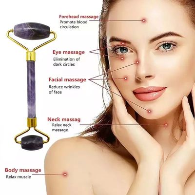 Amethyst Jade Roller Guasha Face Skin Care Tools Pequeno Roller para Olhos Face Gua Sha Massager para Mulheres Roller Facial Self Care Presentes
