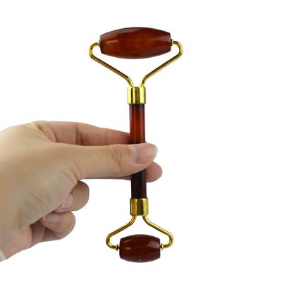 Logotipo personalizado Disponíveld 100% autêntico natural Carnelian Jade Guasha Roller Massagem Anti envelhecimento Face Gua Sha Roller