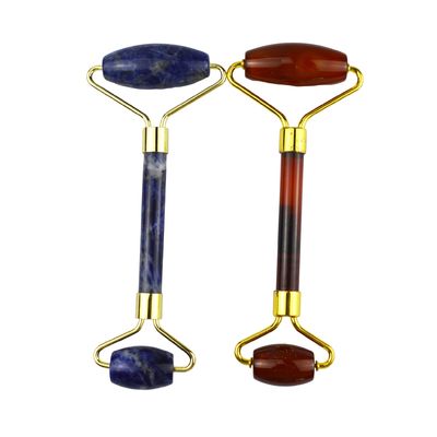Logotipo personalizado Disponíveld 100% autêntico natural Carnelian Jade Guasha Roller Massagem Anti envelhecimento Face Gua Sha Roller