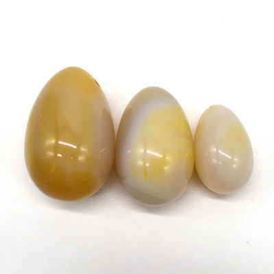 Gravação Natural Agate Pedra Ovos Perfurados Exercício Vaginal Ovos de Jade 45*30mm/40*25mm/30*20mm