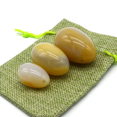 Gravação Natural Agate Pedra Ovos Perfurados Exercício Vaginal Ovos de Jade 45*30mm/40*25mm/30*20mm