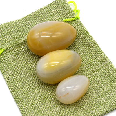 Gravação Natural Agate Pedra Ovos Perfurados Exercício Vaginal Ovos de Jade 45*30mm/40*25mm/30*20mm