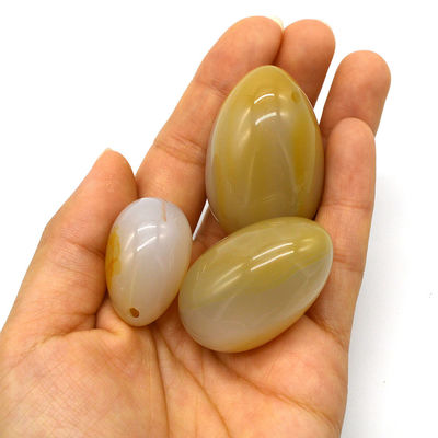 Gravação Natural Agate Pedra Ovos Perfurados Exercício Vaginal Ovos de Jade 45*30mm/40*25mm/30*20mm