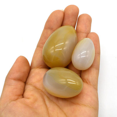 Gravação Natural Agate Pedra Ovos Perfurados Exercício Vaginal Ovos de Jade 45*30mm/40*25mm/30*20mm