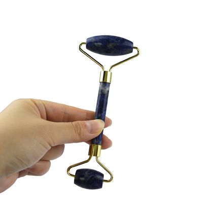 Massagem Facial Produto de Beleza Massagista Cabeça Olho Azul Sodalite Facial Roller Jade Gua Sha Ferramenta Para Cuidados da Pele Com Logotipo Personalizado