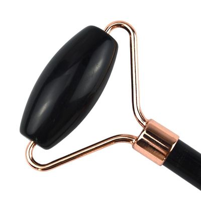 Rolo de obsidiana natural preto Guasha massagem facial Gua Sha Roller para rosto pescoço e olhos Classic Jade Roller Acessível