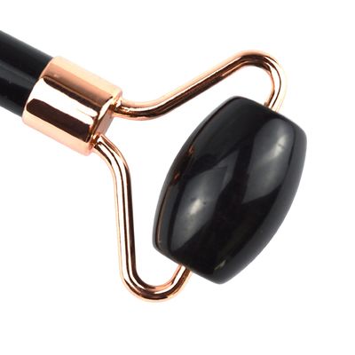 Rolo de obsidiana natural preto Guasha massagem facial Gua Sha Roller para rosto pescoço e olhos Classic Jade Roller Acessível