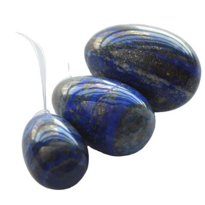 Conjunto de 3 ovos de pedra lapislázuli ovos de Kegel natural ovos de exercícios de pedra preciosa jade Yoni ovos perfurados ou não perfurados 3 tamanhos feitos