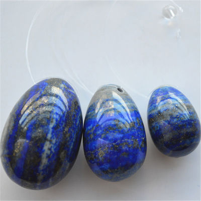 Conjunto de 3 ovos de pedra lapislázuli ovos de Kegel natural ovos de exercícios de pedra preciosa jade Yoni ovos perfurados ou não perfurados 3 tamanhos feitos
