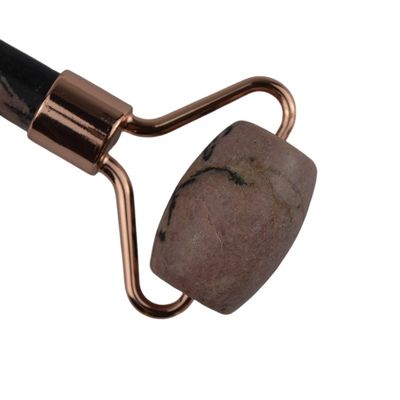 Massagista Facial Rodonite Stone Jade Roller Gua Sha para Massagem Muscular Anti-envelhecimento 100% Pedra Preta Natural Custom Logotipo Casa