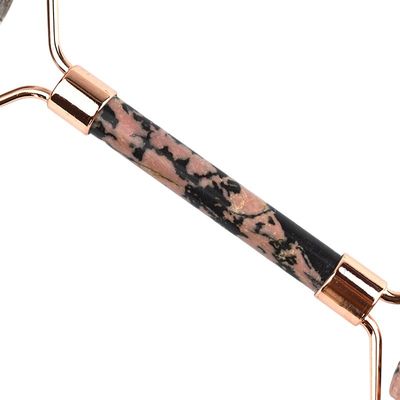 Massagista Facial Rodonite Stone Jade Roller Gua Sha para Massagem Muscular Anti-envelhecimento 100% Pedra Preta Natural Custom Logotipo Casa