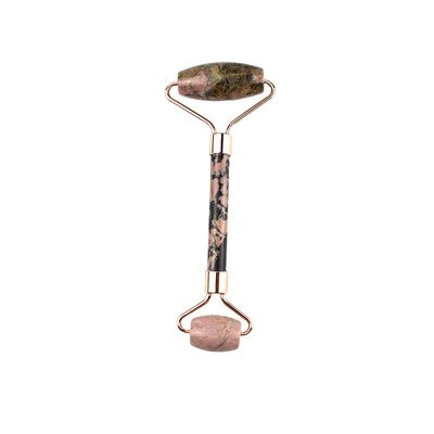 Massagista Facial Rodonite Stone Jade Roller Gua Sha para Massagem Muscular Anti-envelhecimento 100% Pedra Preta Natural Custom Logotipo Casa