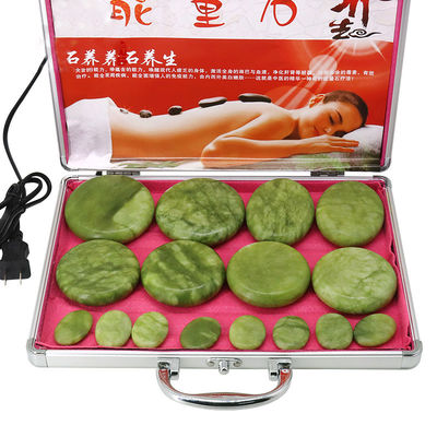 Ferramentas de massagem Pedra de oliva Massagista Pedra com Caixa de aquecimento de alumínio Kit de massagem de calor Pedras de energia de basalto para cuidados de saúde