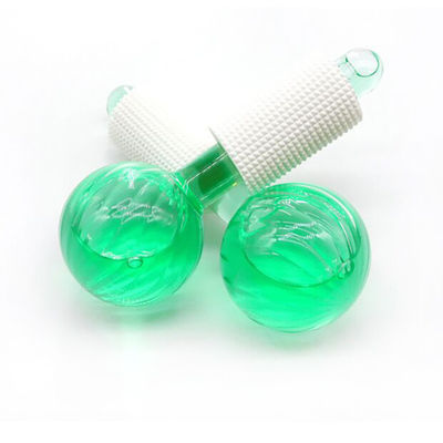 Rolamentos faciais azuis Massageadores para pele fria para tratamentos faciais Glóbulos de gelo verdes Dispositivo de massagem de resfriamento e aperto