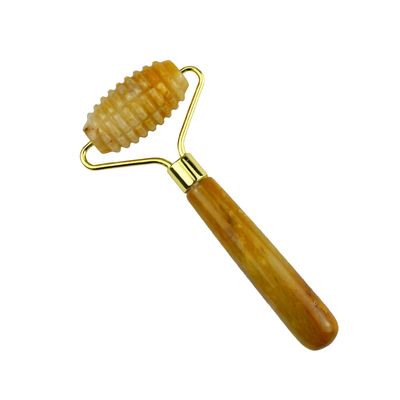 Massagista Facial Jade Amarelo Custom Roller de Jade de Pedras preciosas para Massagem de Rosto e Pescoço