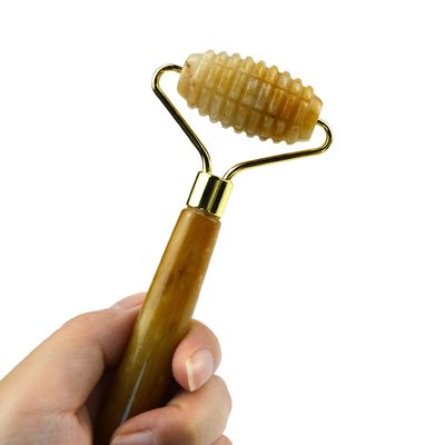 Massagista Facial Jade Amarelo Custom Roller de Jade de Pedras preciosas para Massagem de Rosto e Pescoço