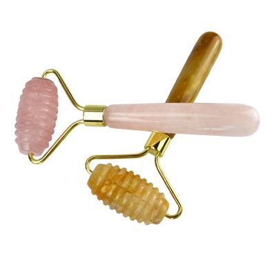 Massagista Facial Jade Amarelo Custom Roller de Jade de Pedras preciosas para Massagem de Rosto e Pescoço