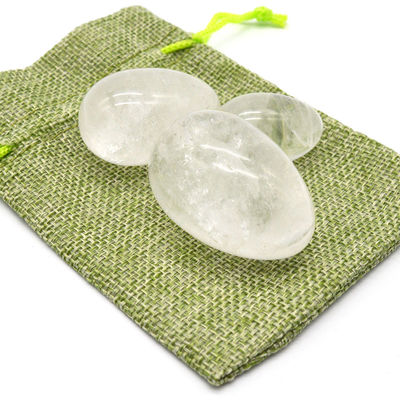 Técnico Polido Cristal Claros Quartzo Yoni Ovos Claros Brancos Pedra Sagrada Ovos de Kegel para Melhorar a Saúde da Pelve