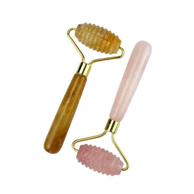 Ferramenta de massagem facial 100% natural de quartzo rosa Gua Sha Jade Roller para cuidados com a pele e ferramentas de massagem