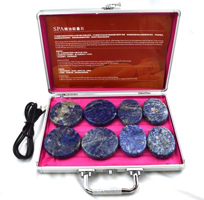 Cuidados de Saúde Pessoal Blue Soddlite 8pcs Pedra de Massagem em Caixa de Aquecimento de Alumínio com Pedras de Energia de Massagem de Calor
