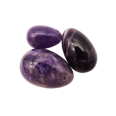Tipo de gravura em pedras preciosas Ametista Natural Crystal Egg Set Of 3PCS Hand Carved Kegel Jade Eggs For Women Empowerment