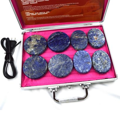 Cuidados de Saúde Pessoal Blue Soddlite 8pcs Pedra de Massagem em Caixa de Aquecimento de Alumínio com Pedras de Energia de Massagem de Calor