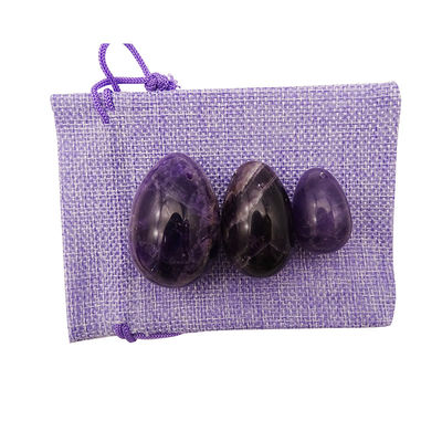 Tipo de gravura em pedras preciosas Ametista Natural Crystal Egg Set Of 3PCS Hand Carved Kegel Jade Eggs For Women Empowerment