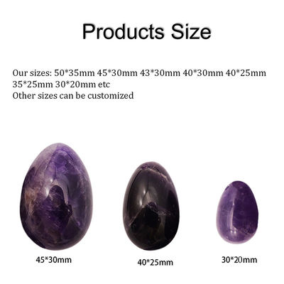 Tipo de gravura em pedras preciosas Ametista Natural Crystal Egg Set Of 3PCS Hand Carved Kegel Jade Eggs For Women Empowerment