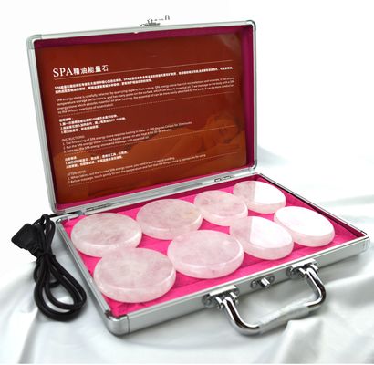 Massagem corporal Pedra de quartzo clara Gua Sha 8pcs Guasha Conjunto com caixa de aquecimento Massagem térmica Pedras de energia
