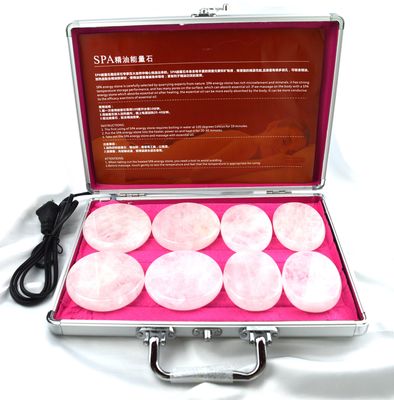Massagem corporal Pedra de quartzo clara Gua Sha 8pcs Guasha Conjunto com caixa de aquecimento Massagem térmica Pedras de energia