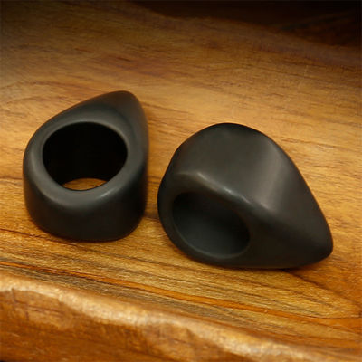 Anel de Massagem Gua Sha de Pedra Bian Negra Natural para Corpo Inteiro Massagem Manual de Meridianos de Mãos e Pés