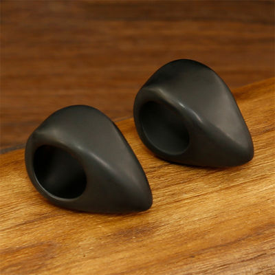Anel de Massagem Gua Sha de Pedra Bian Negra Natural para Corpo Inteiro Massagem Manual de Meridianos de Mãos e Pés