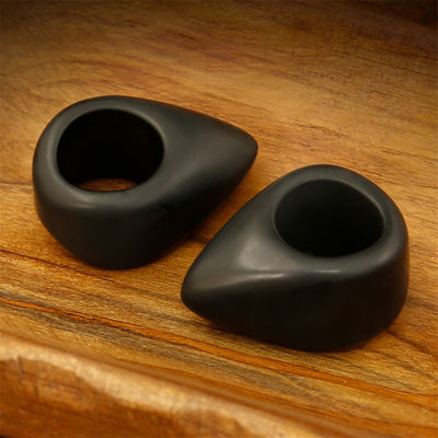 Anel de Massagem Gua Sha de Pedra Bian Negra Natural para Corpo Inteiro Massagem Manual de Meridianos de Mãos e Pés