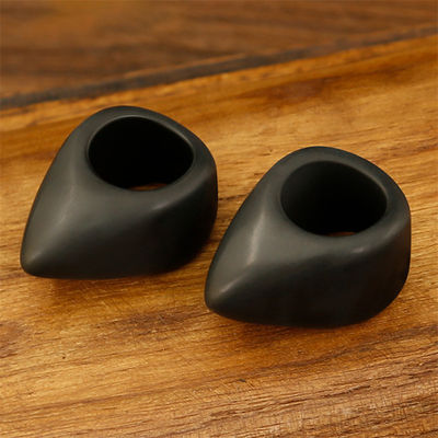 Anel de Massagem Gua Sha de Pedra Bian Negra Natural para Corpo Inteiro Massagem Manual de Meridianos de Mãos e Pés