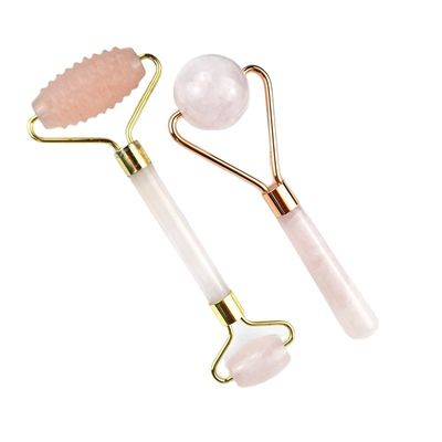 Massagem Muscular Massagista Facial 2024 Rosa Quartz Natural Jade Roller Gua Sha Ferramentas com Logotipo Personalizado