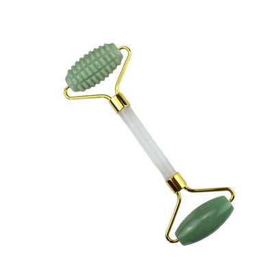 Logotipo personalizado Aventurina Verde Facial Jade Roller Gua Sha Ferramentas Massagista de Máquina de Gestão de Cristal para Massagem Facial Olho Pescoço em 2024