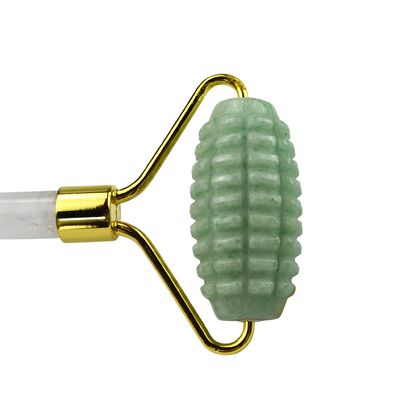 Logotipo personalizado Aventurina Verde Facial Jade Roller Gua Sha Ferramentas Massagista de Máquina de Gestão de Cristal para Massagem Facial Olho Pescoço em 2024