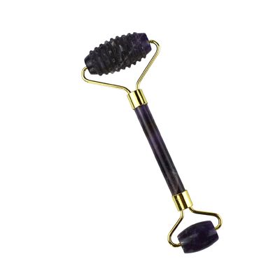 Equipamento de massagem facial Ametista Roxo Gua Sha Jade Roller para Neck Roller Guasha Massage Tool Personalização em embalagem de caixa