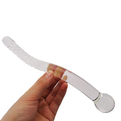 Técnica esculpida 250mm Cristal Vidro Dildo Massagem Vara para Mulheres Yoni Vara Stick Feng Shui Estilo Logotipo personalizado
