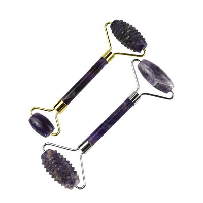Equipamento de massagem facial Ametista Roxo Gua Sha Jade Roller para Neck Roller Guasha Massage Tool Personalização em embalagem de caixa