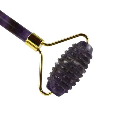 100% original natural anti-envelhecimento Guasha massagem personalizada Ametista Derma Face Pedra Bola Gua Sha massagista de rolos com logotipo