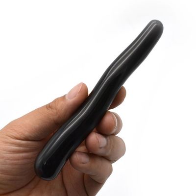Pedras preciosas da natureza Yoni varinhas curativas Obsidiana preta varinha curva de massagem para cristal de cura feminina