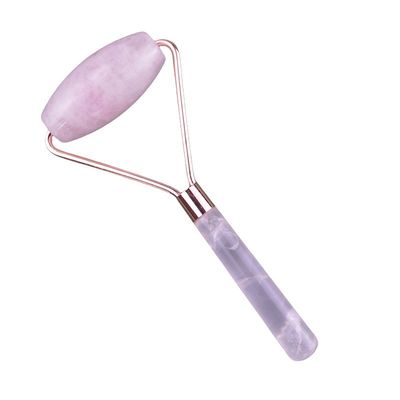 Rolo de massagem facial de quartzo rosa natural Gua Sha Jade Roller para o rosto Anti-envelhecimento Terapia Massajador facial de cor rosa